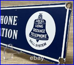 Vintage Bell System Public Payph0ne Porcelain Sign Gas Station Oil Telephone Att
