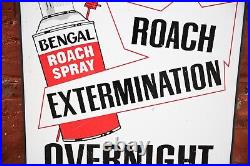 Vintage Bengal Roach Spray Can Exterminator Bug Metal Sign Advertising Old