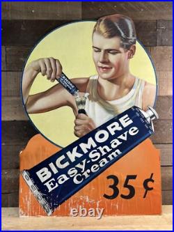 Vintage Bickmore Easy Shave Cream Cardboard Advertising Sign