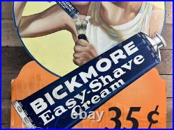 Vintage Bickmore Easy Shave Cream Cardboard Advertising Sign