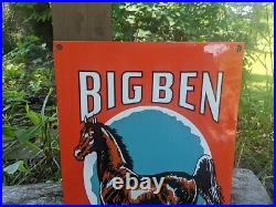 Vintage Big Ben Tobacco Pipe Porcelain Metal Gas Station Sign 12 X 8