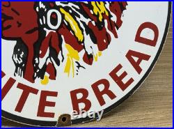 Vintage Big Chief White Bread Porcelain Sign Grocery Store Gas Station Motor Oil