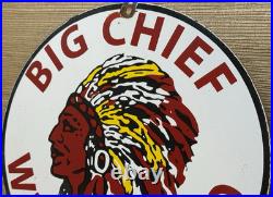 Vintage Big Chief White Bread Porcelain Sign Grocery Store Gas Station Motor Oil
