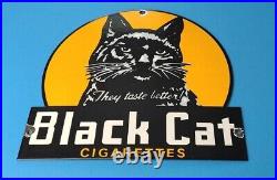 Vintage Black Cat Cigarettes Porcelain Tobacco Gas General Store Sign 12