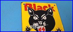 Vintage Black Cat Porcelain Fireworks Gas Service Station General Store Sign