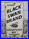 Vintage-Black-Swan-Porcelain-Sign-Chesapeake-Bay-Oyster-Gas-Station-Oil-Service-01-nuw