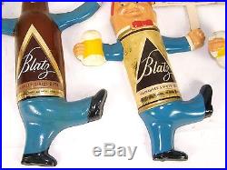 Vintage Blatz Beer Bottle Can Marching Advertising Sign Set Vacuform Plastic HTF