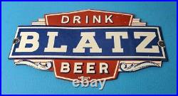 Vintage Blatz Beer Porcelain Drink Ale Brewery Service General Store Pump Sign