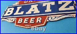 Vintage Blatz Beer Porcelain Drink Ale Brewery Service General Store Pump Sign