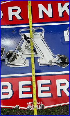 Vintage Blatz Beer Porcelain Metal Neon Sign Bar Beverage Oil Gas