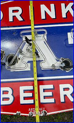 Vintage Blatz Beer Porcelain Metal Neon Sign Bar Beverage Oil Gas Station Nice