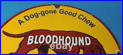Vintage Bloodhound Tobacco Sign Dog Chew Gas Pump Plate Porcelain Sign
