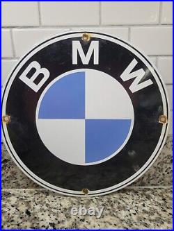 Vintage Bmw Porcelain Sign German Auto Gas Race Car Dealership Oil Advertising