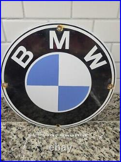 Vintage Bmw Porcelain Sign German Auto Gas Race Car Dealership Oil Advertising