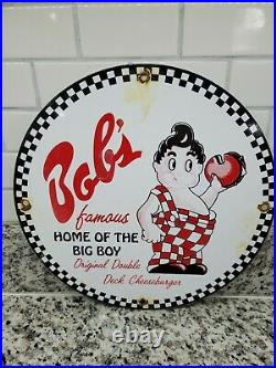 Vintage Bobs Burgers Porcelain Sign Drive In Diner Fast Food Hamburger Big Boy