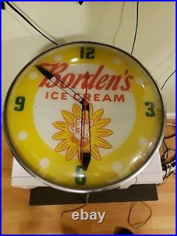 Vintage Borden's Dairy Ice Cream Elsie the Cow PAM WALL CLOCK 15 Diameter