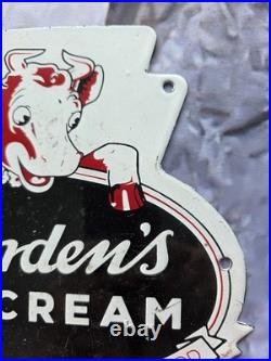 Vintage Borden's Ice Cream Porcelain Sign 8×8.5