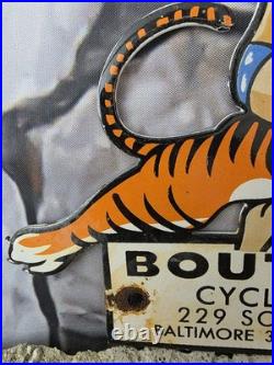 Vintage Boutwell's Cycle Center Porcelain Sign Baltimore 9×8