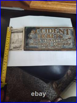 Vintage Brass Accident Tickets Standard Insurance Advertising Sign