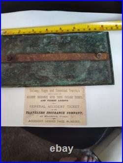 Vintage Brass Accident Tickets Standard Insurance Advertising Sign