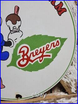 Vintage Breyers Ice Cream Porcelain Sign Old 12 Dairy Farm Milk Minnie Mouse