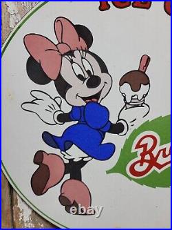 Vintage Breyers Ice Cream Porcelain Sign Old 12 Dairy Farm Milk Minnie Mouse