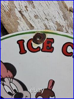 Vintage Breyers Ice Cream Porcelain Sign Old 12 Dairy Farm Milk Minnie Mouse