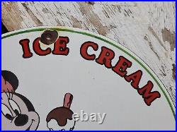 Vintage Breyers Ice Cream Porcelain Sign Old 12 Dairy Farm Milk Minnie Mouse