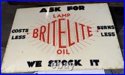 Vintage Britelite Oil Porcelain Enamel Sign From Glassgow 14.5 X 10 Ex Cond