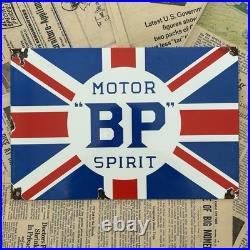 Vintage British Petroleum Motor Bp Spirit 8x12 Inches Porcelain Enamel Sign