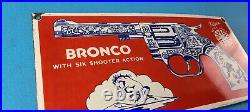 Vintage Bronco Kilgore Toys Sign Porcelain Advertisement Store Gas Pump Sign