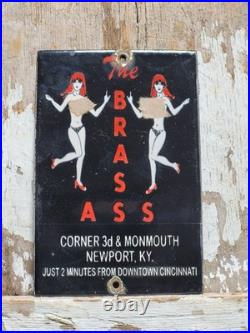Vintage Brothel Porcelain Sign Old Brass Gentelmans Club Cincinnati Women Bar