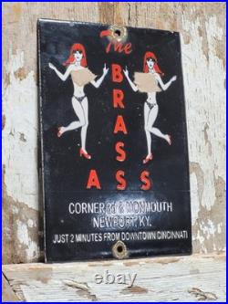 Vintage Brothel Porcelain Sign Old Brass Gentelmans Club Cincinnati Women Bar