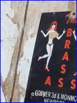 Vintage Brothel Porcelain Sign Old Brass Gentelmans Club Cincinnati Women Bar