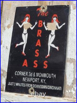 Vintage Brothel Porcelain Sign Old Brass Gentelmans Club Cincinnati Women Bar