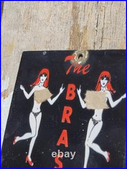 Vintage Brothel Porcelain Sign Old Brass Gentelmans Club Cincinnati Women Bar
