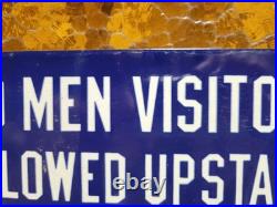 Vintage Brothel Porcelain Sign Old Hotel No Men Allowed Upstairs Sailor Navy USA