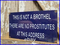 Vintage Brothel Porcelain Sign Rare Old Gentelmens Club Bar House London England
