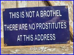 Vintage Brothel Porcelain Sign Rare Old Gentelmens Club Bar House London England