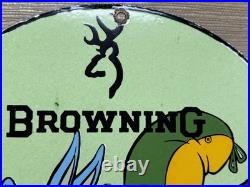 Vintage Browning Rifles Porcelain Sign Dealership Oil Gas Hunting Cabela's Gun