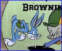 Vintage Browning Rifles Porcelain Sign Dealership Oil Gas Hunting Cabela's Gun