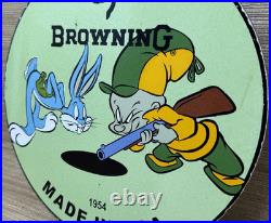 Vintage Browning Rifles Porcelain Sign Dealership Oil Gas Hunting Cabela's Gun
