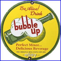 Vintage Bubble Up Soda Porcelain Sign Gas Station Pump Motor Oil Service 7up