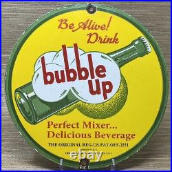 Vintage Bubble Up Soda Porcelain Sign Gas Station Pump Motor Oil Service 7up
