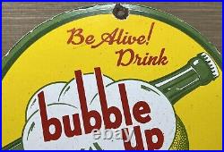 Vintage Bubble Up Soda Porcelain Sign Gas Station Pump Motor Oil Service 7up