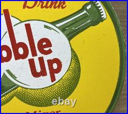 Vintage Bubble Up Soda Porcelain Sign Gas Station Pump Motor Oil Service 7up