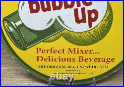 Vintage Bubble Up Soda Porcelain Sign Gas Station Pump Motor Oil Service 7up