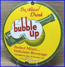 Vintage Bubble Up Soda Porcelain Sign Gas Station Pump Motor Oil Service 7up