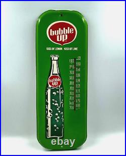 Vintage Bubble Up Soda Thermometer Metal Advertising Sign Soft Drinks Man Cave