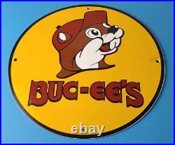 Vintage Buc-ee's Sign Bucee Beaver Gas Service Station Pump Porcelain Sign